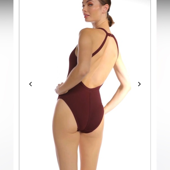 Robin Piccone Amy ribbed high neck snap button one piece swimsuit size 14 - Picture 5 of 11